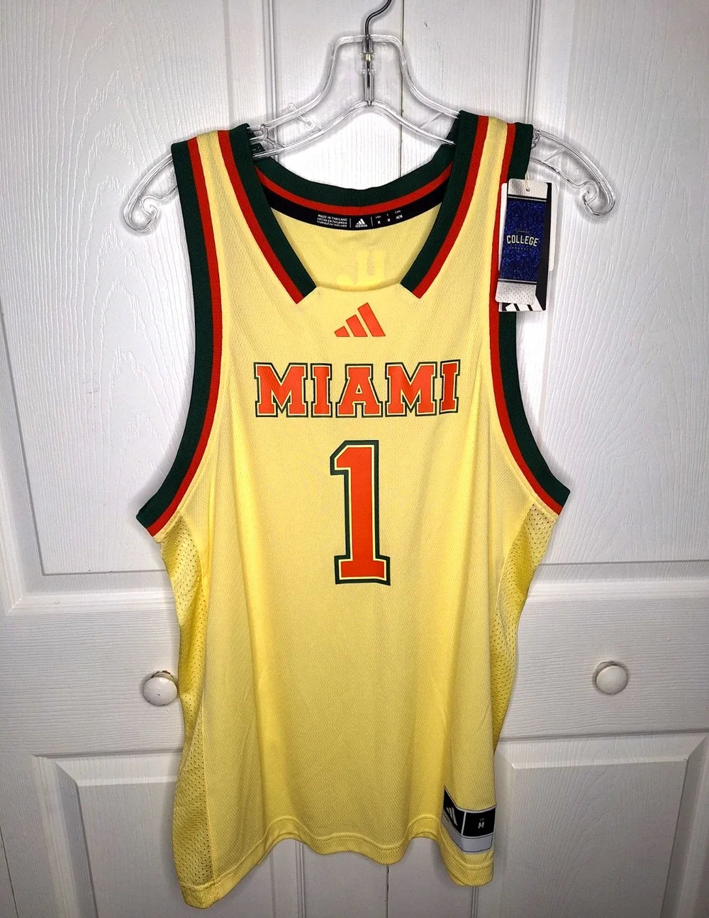 Adidas Miami Hurricanes Almond Yellow Swingman Jersey size Medium HY9766